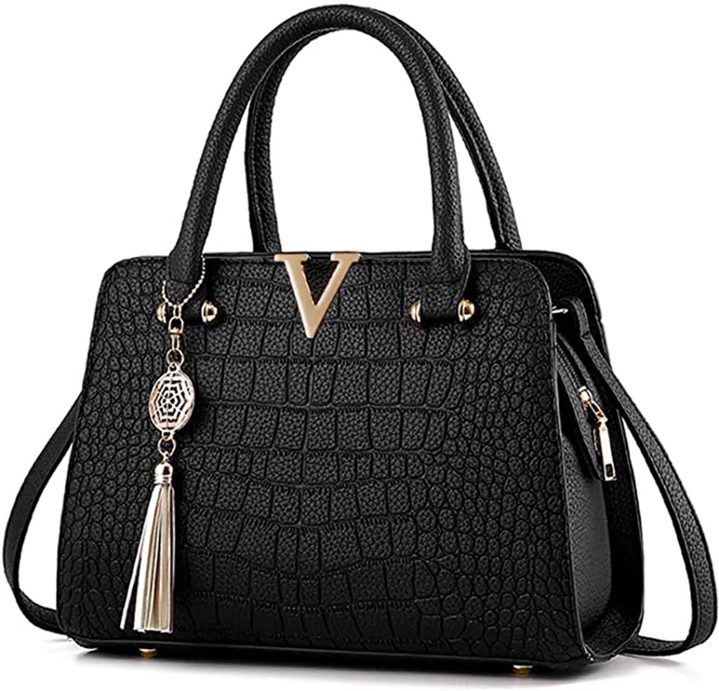 Damen Handtasche Shopper Handtasche Schwarz Elegante Schwarze Tasche Damen 