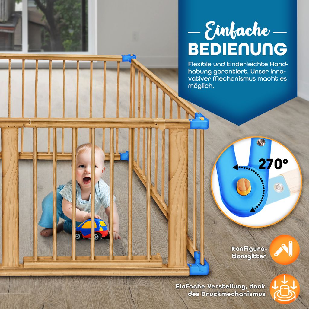 Detská ohrádka KIDUKU® 7,2 m modrá XXL skladacia vrátane Obrázok produktu 4