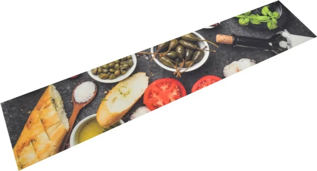 The Living Store Tapis de Cuisine Vin & Nourriture Velours 60x300 cm