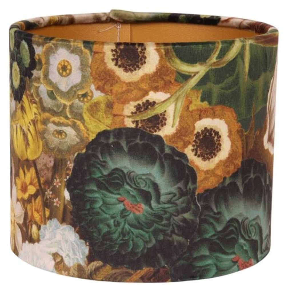 Paralume da 20 cm - Motivo floreale - Colore oro - Tessuto Immagine del prodotto 