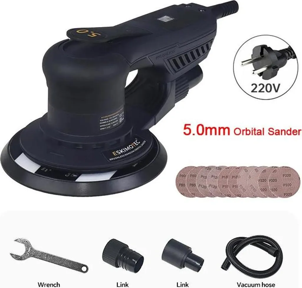 Ponceuse excentrique 360W haute vitesse 10000 tr/min orbite 5.0mm