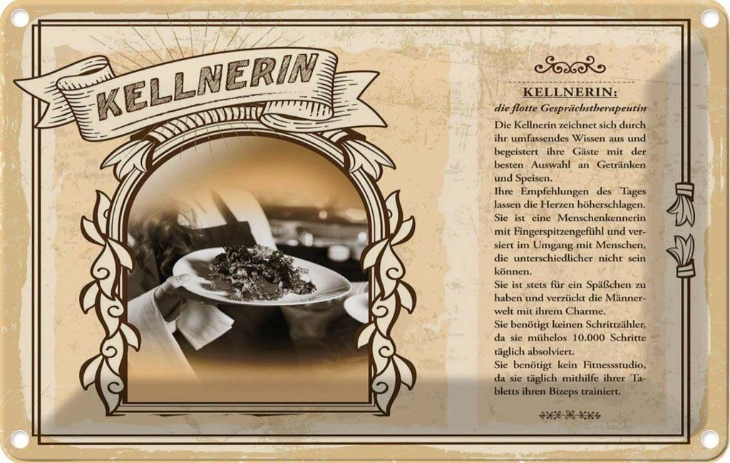 vianmo Blechschild 20x30 cm Kellnerin Beruf Arbeit