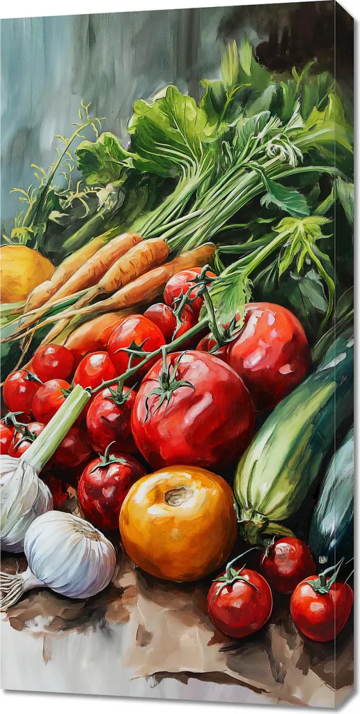 Tableau Décoratif Jardin Potager 50x100 cm - Impression sur Toile XXL Art