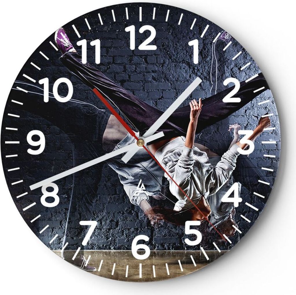 Wanduhr - Rund - Glasuhr - Tänzer Mode Flip Mädchen - 40x40cm - Schleichendes Uhrwerk - Lautlos - zum Aufhängen bereit - Dekoration Modern - Wan...