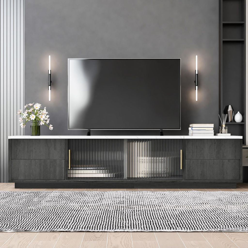 okwish Tavolo TV 160 x 40 x 44,5 cm, piano in marmo, Immagine del prodotto 
