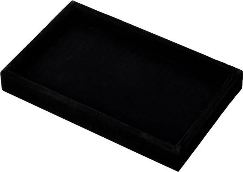 Boîte à bijoux en velours noir 22 x 14 cm - Organiseur de luxe élégant