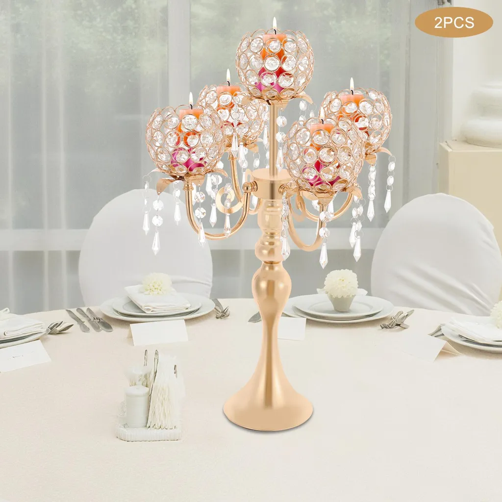 Bougeoir de Table Stable 57cm Or : Décor de Mariage sans Risque de Chute - 8