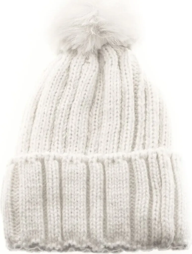 Cappello in maglia con fodera interna per le fredde giornate invernali e autunnali Cappello con pompon Cappello invernale Bianco panna