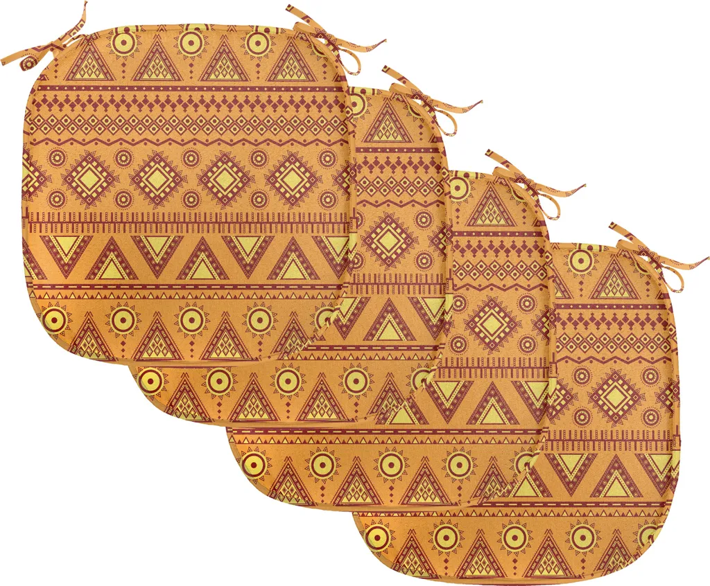 Set 4 Cuscini Sedia ABAKUHAUS 40x40 Impermeabili - Motivo Folk Giallo