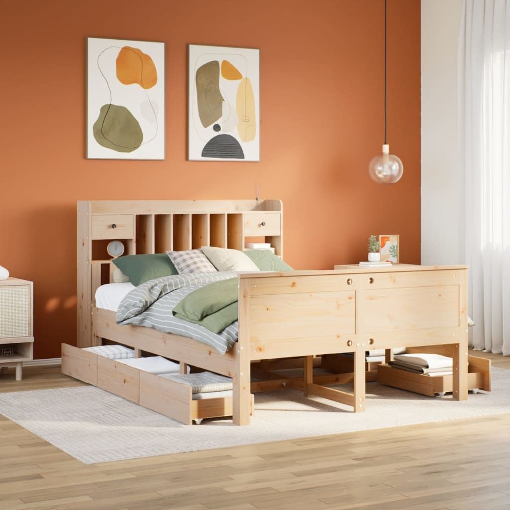 Maison Exclusive - Massivholzbett mit Regal ohne Matratze 140x190 cm Kiefernholz