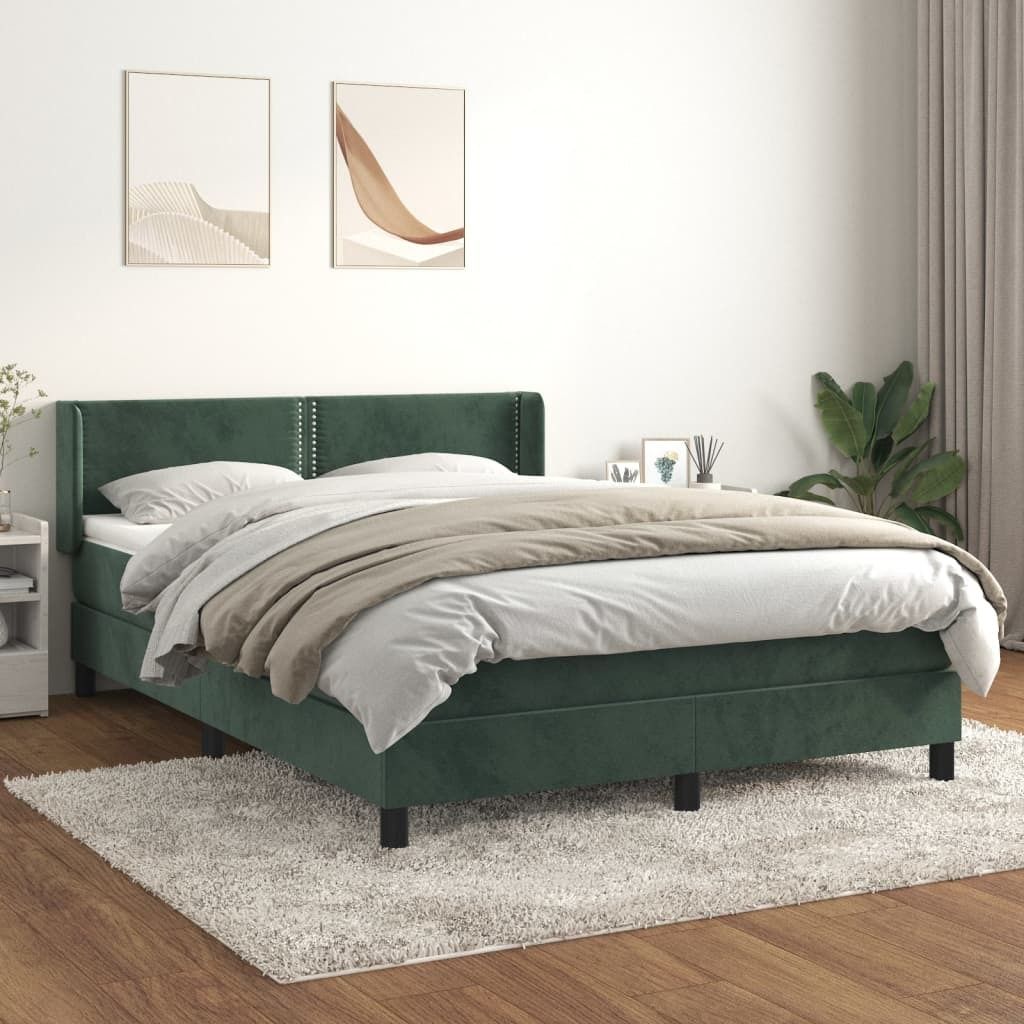Maison Exclusive - Boxspringbett mit Matratze Dunkelgrün 140x190 cm Samt