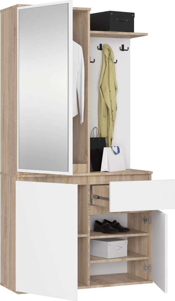 Akord Set Mobili Per Ingresso Entro Rovere Sonoma/Bianco Immagine del prodotto 