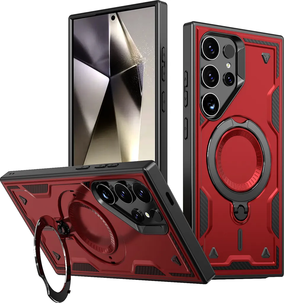 Custodia Rossa Samsung S25 Ultra: Protezione con Anello e Supporto Auto