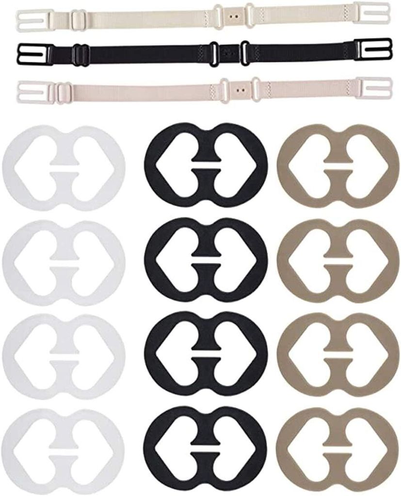 BH-Trägerhalter, 15 BH-Clips und BH-Trägerhalter für Damen, Schwarz, Weiß, Beige, für volle Körbchengröße