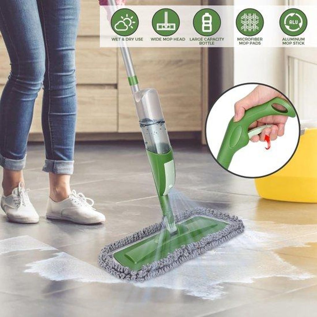 Bodenmop mit Sprühfunktion, 120 cm, 5 Mikrofasertücher, 550 ml Wassertank, schnell reinigend, mit Schaber