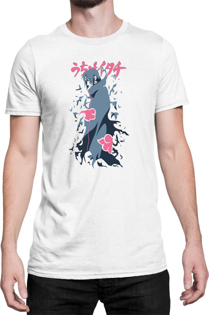 Herren T-Shirt Japan Anime Manga Naruto Itachi Uchiha 01 Uchiha Brother, Man 2XL / Weiß