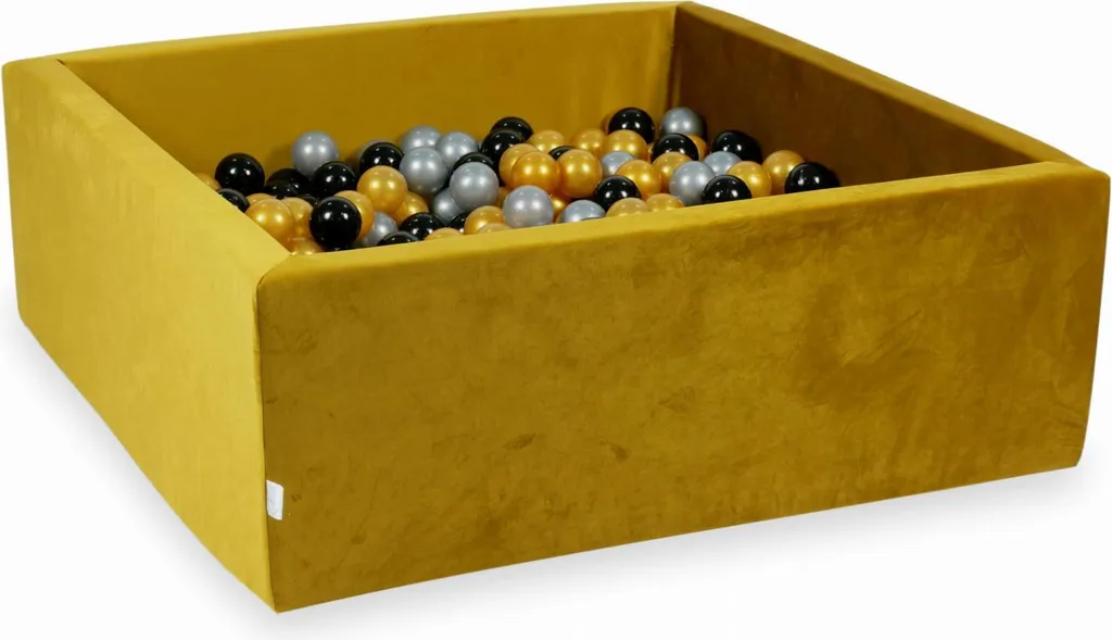 Piscine à balles 600 pièces 110x110x40 Velvet Gold : Argent, Or et Noir