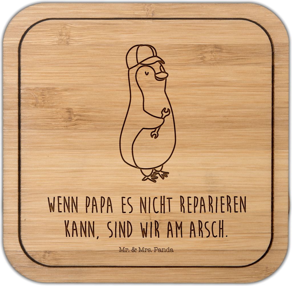 Mr. & Mrs. Panda Untersetzer Kork Wenn Papa es nicht reparieren kann, sind wir am Arsch - Transparent - Geschenk, Opa, Tischschoner, Coaster, Tasse...