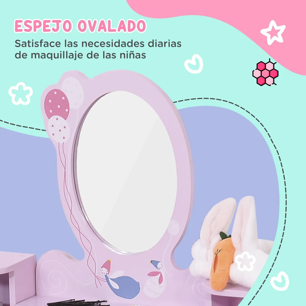 Coiffeuse design multicolore avec miroir et tabouret - Modèle Luxe K80