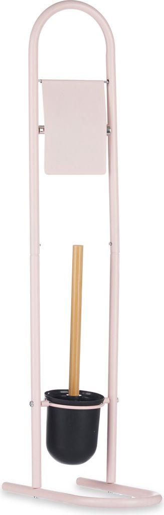 BERILO |Toilettenbürstenhalter - Toilettenpapierständer - 16 x 28 x 81 cm - Rosa - Klopapierständer - mit Toilettenbürste