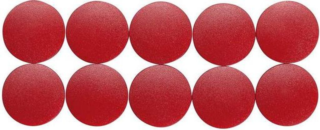 MAUL Magnet rund 10 Stück 0,6 kg Kunststoff Ferrit bruchsicher erodiert lackiert Ø 2.4 x 0.8 cm rot