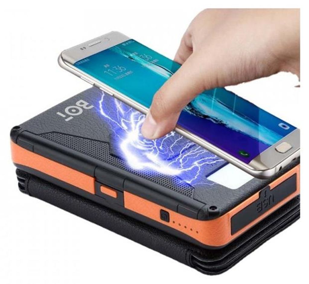 Banca di energia solare, custodia portatile per banca di alimentazione 20000mAh per viaggi sportivi(Nero