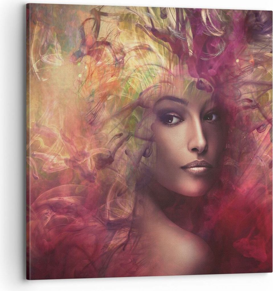 Bild auf Leinwand - Leinwandbild - frau gesicht - 70x70cm - Wand Bild - Wanddeko - Wandbilder - Leinwanddruck - Bilder - Kunstdruck - Wanddekoratio...
