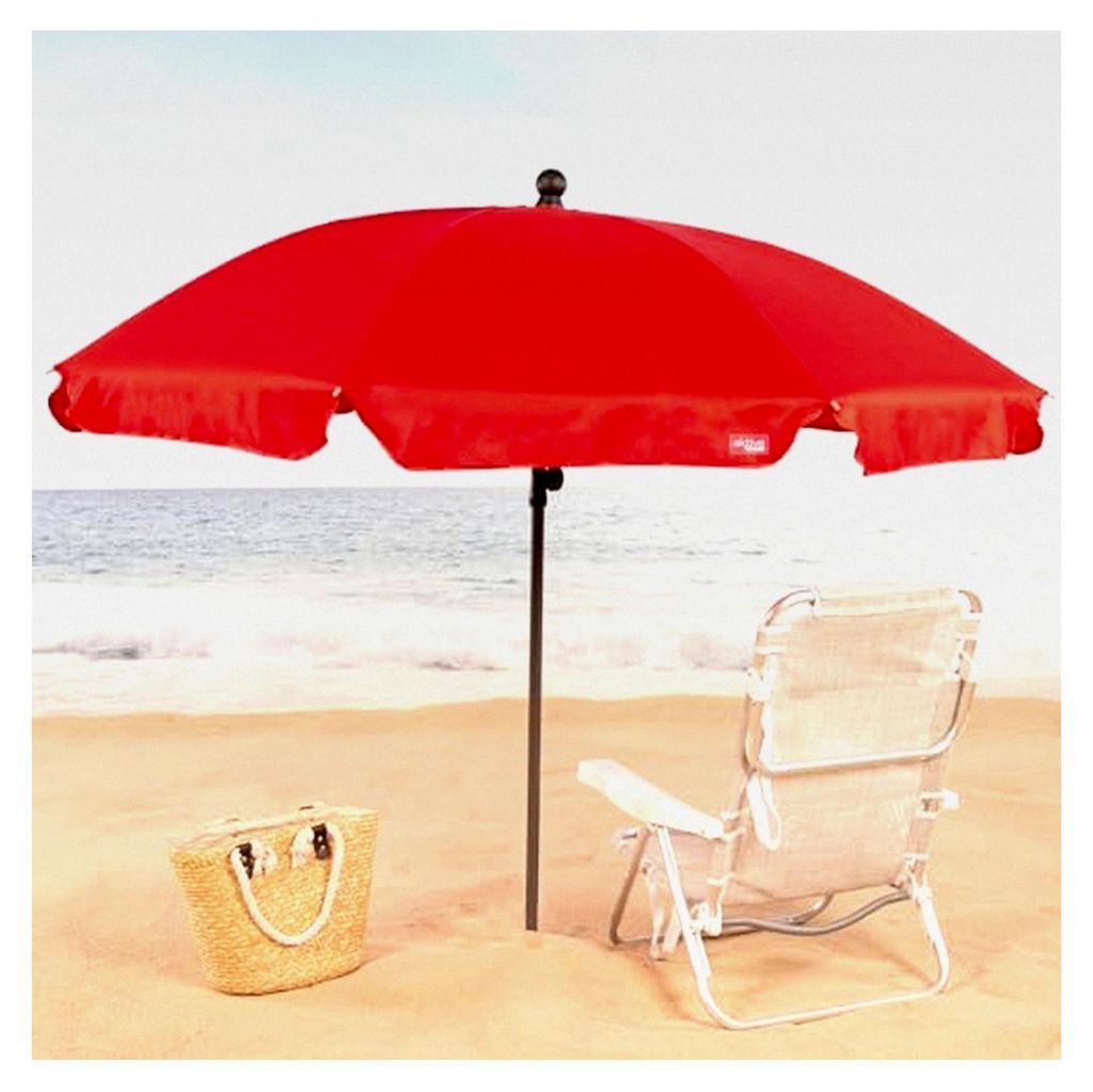 Großer Strandschirm, 200 cm, Rot, Stahlmast, Neigbar und höhenverstellbar, Polyestergewebe, UV30-Schutz, Inkl. Tragetasche mit Tragegriff