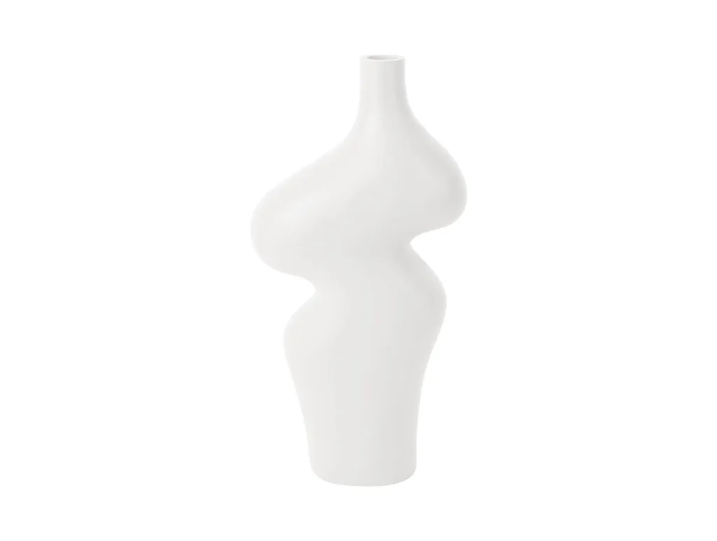 Vase Blanc Anti-Basculement Organic Curves - Déco Stable pour Bouquet