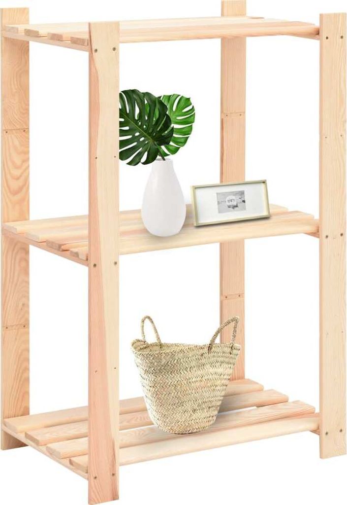 vidaXL Scaffale a 3 ripiani 60×38×90 cm in pino massiccio Immagine del prodotto 