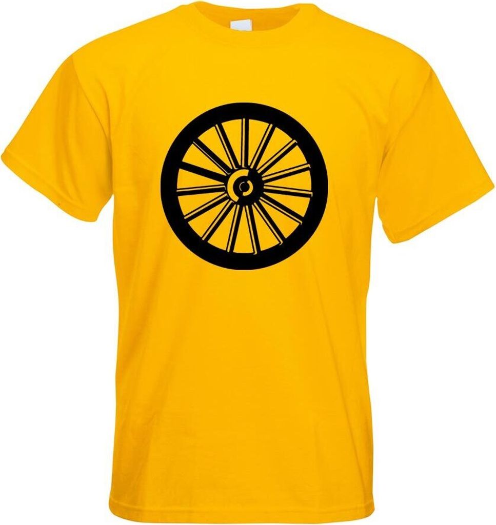 Kiwistar - T-Shirt - gelb - Rad Wheel alt antik Motiv Bedruckt Funshirt Design Print - mit Motiv Bedruckt - Funshirt Design - Sport - Freizeit - He...