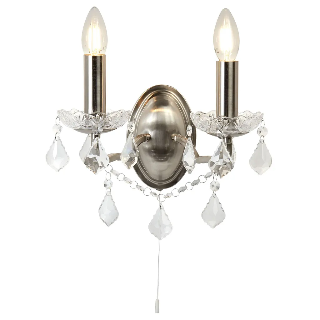 Lampada da Parete PARIGI Argento e Cristalli 32 cm | Stile Francese