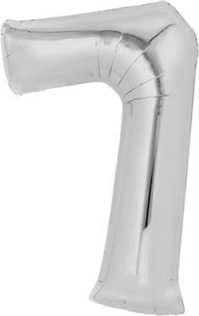 Folienballon Zahl 7, ca. 100 cm, silber