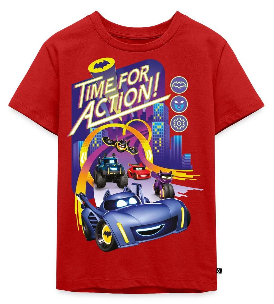 Spreadshirt Batwheels Cooler Spruch Time For Action Kinder Premium T-Shirt, 122/128 (6 Jahre), Rot