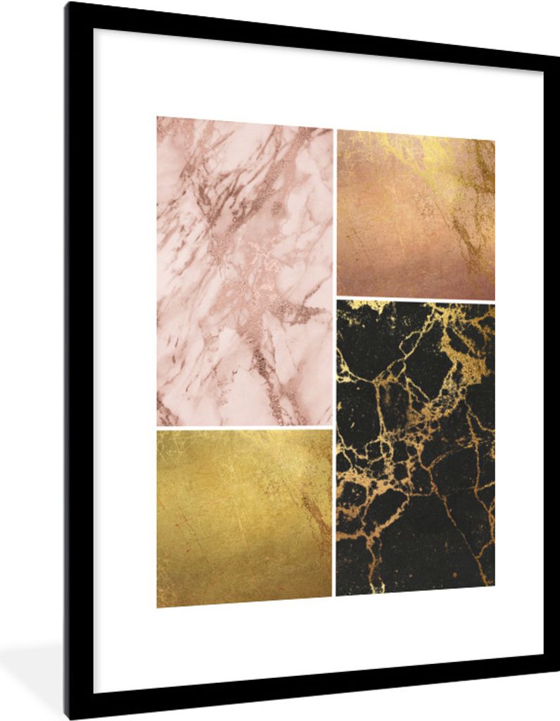 MuchoWow Gerahmtes Poster Marmor - Luxus - Design 60x80 cm - Poster mit Schwarzem Bilderrahmen Wandposter Rahmen Foto Bilder - Wohnzimmer - Dekor...