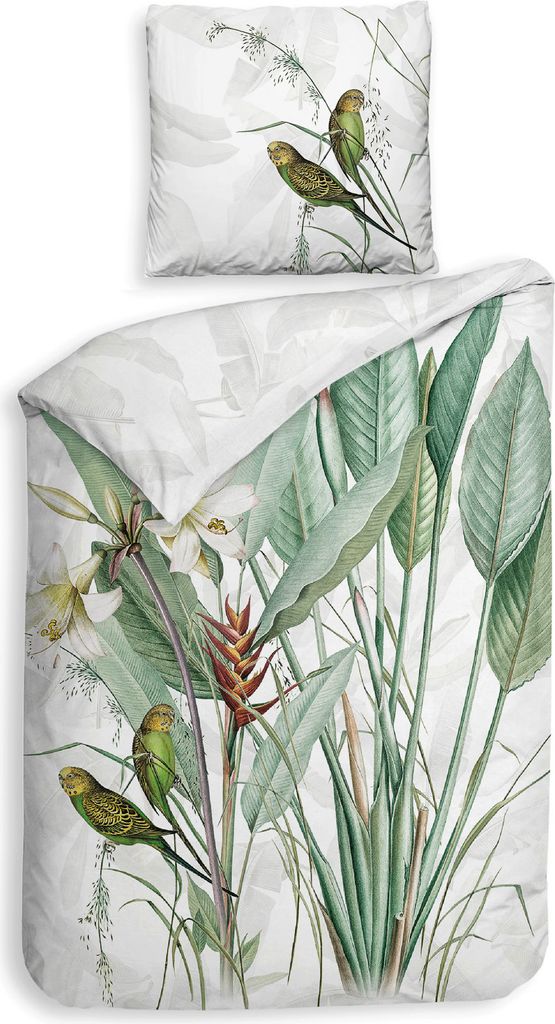 Heckett and Lane Musa Bettwäsche 155 White Bettwäsche 1 x Bettbezug 155x220 + 1 x Kopfkissenbezug 80x80 White Fauna weiß