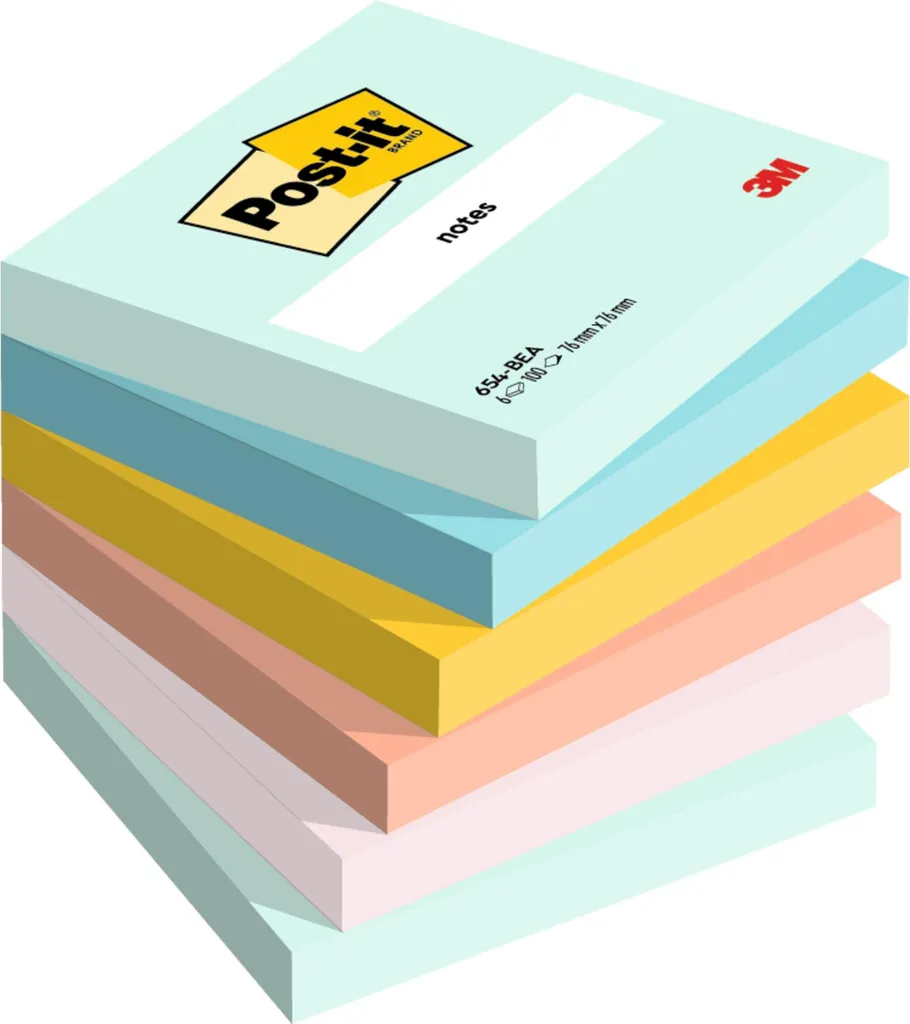 Post-it 654-6-BEA Beachside - 6 Blocchi Colorati 76x76mm Originali