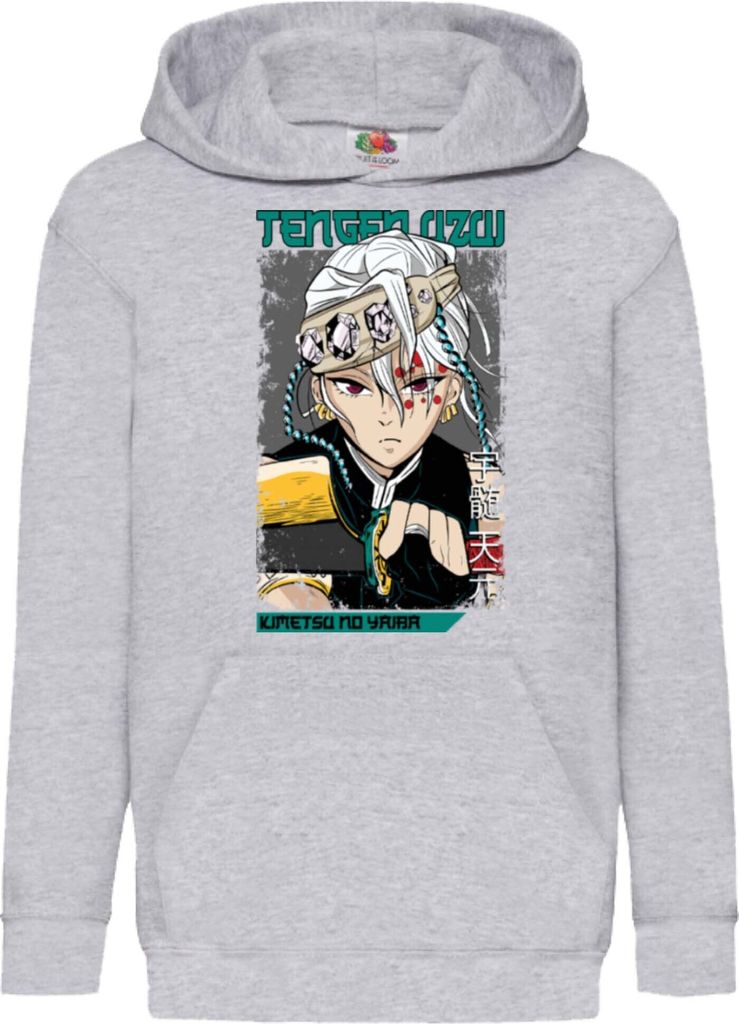 Kinder Kapuzenpullover Demon Anime Slayer Uzui Tengen 001, 12-13 Jahr - 152 / Grau