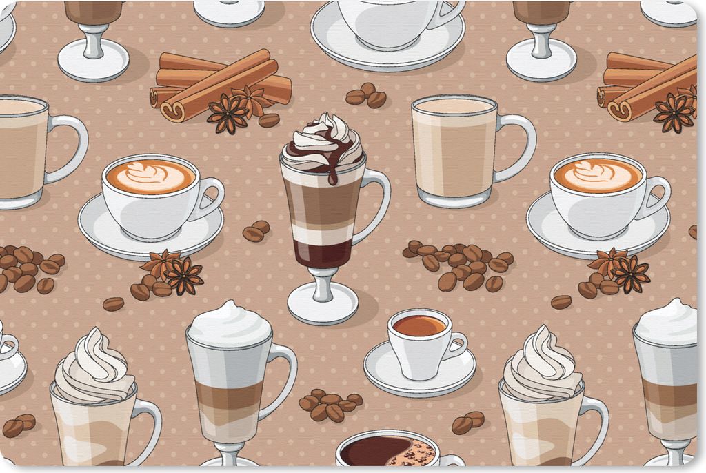 MuchoWow Mauspad Mousepad Muster - Kaffee - Cappuccino - Schokolade 27x18 cm - Mousepads - Maus Mat - Pad - Mausunterlage - Büroartikel - Desk M...