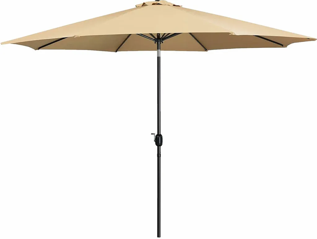 Parasol 270 cm marron 8 baleines en acier pour terrasse et grand jardin
