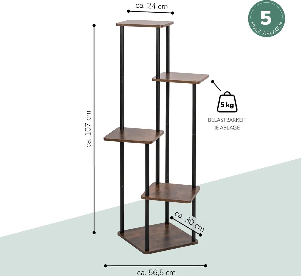 Support de Fleurs Vertical pour Optimiser l'Espace Intérieur avec 5 Pots - 7
