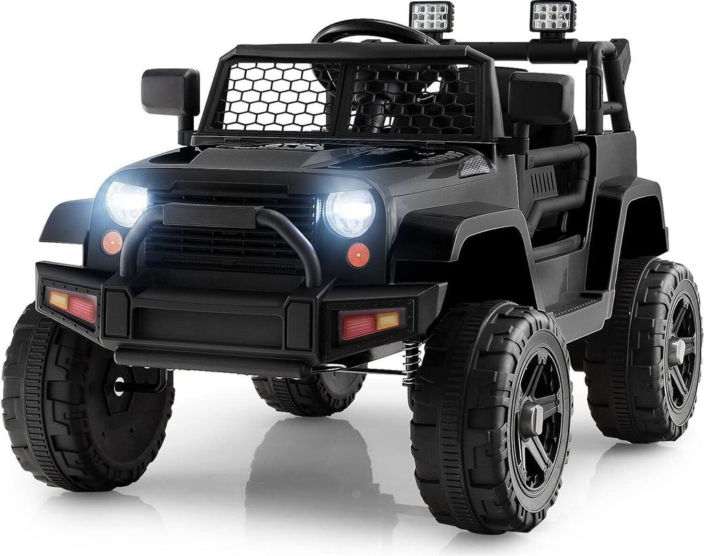 COSTWAY 12V Elektroauto für Kinder, Kinderfahrzeug 2,5-4,5 km/h, für Jungen und Mädchen ab 3 Jahre (Schwarz)