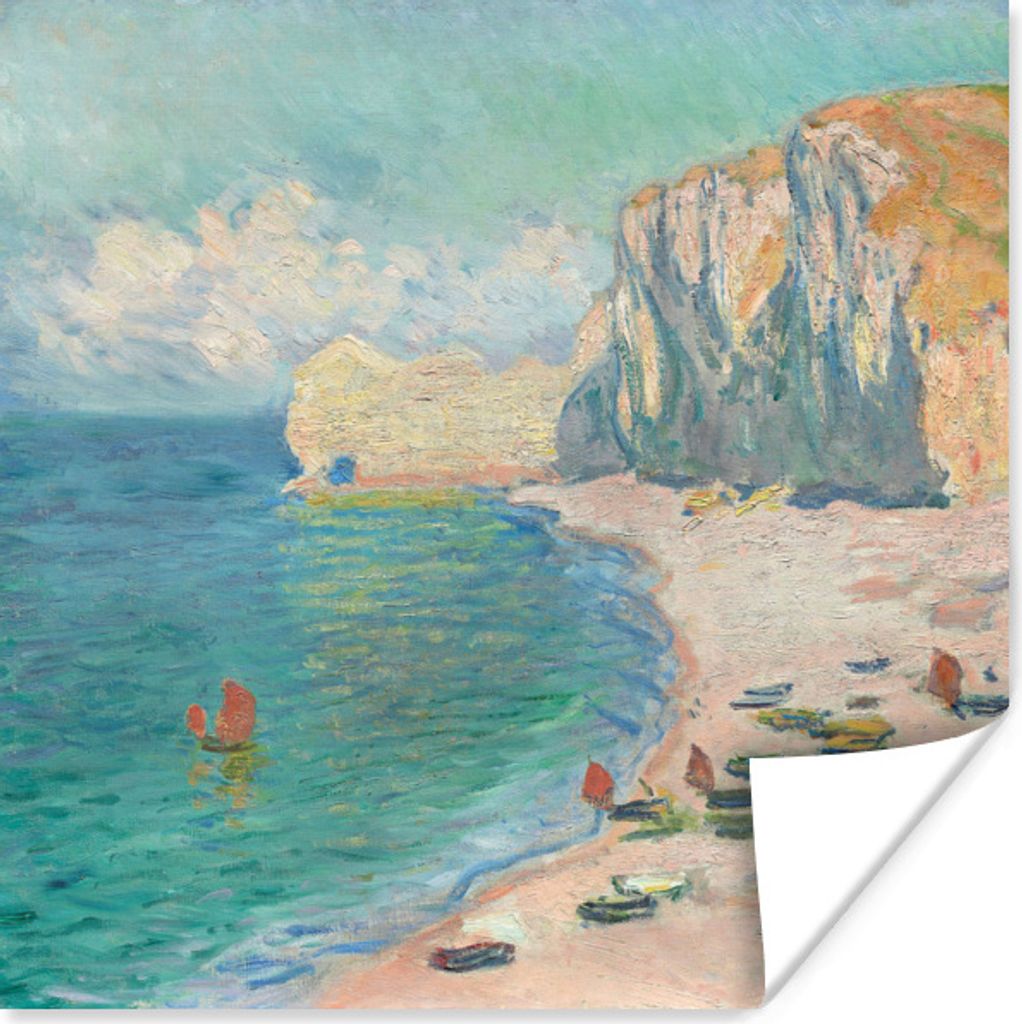 MuchoWow Poster Der Strand und die Falaise d'Amont - Gemälde von Claude Monet 50x50 cm - Wohnzimmerdekoration