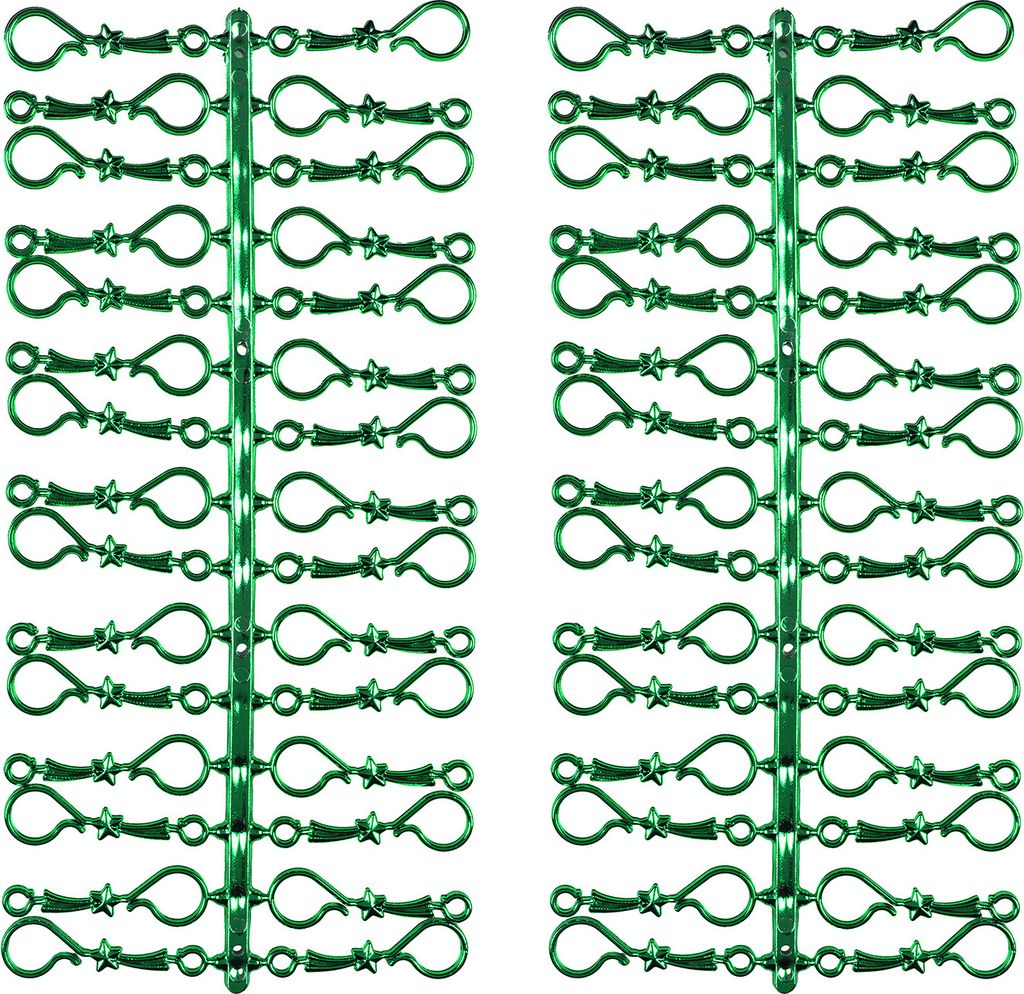 60 Stück Weihnachtskugeln Haken "Metallic Grüner Stern" Aufhänger