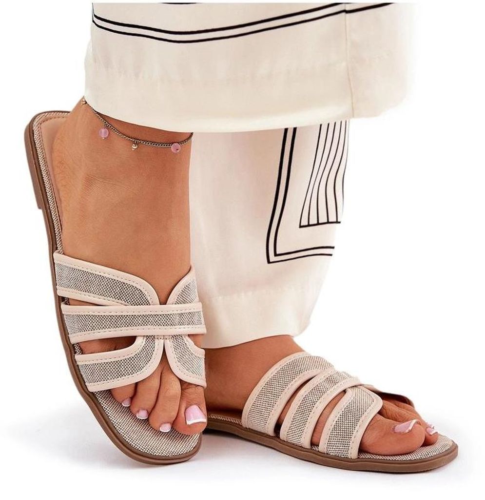 Klassische Damen Flache Sandalen Beige Scazze 37