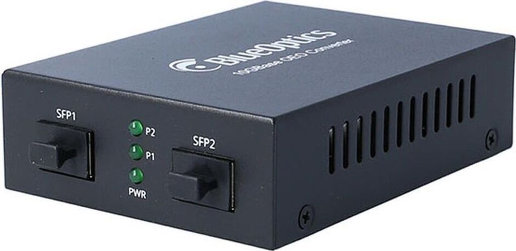 BlueOptics 10G Ethernet Media Converter 2x SFP+, 10000 Mbit/s, 10,100,1000,10000 Mbit/s, 10GBASE-ZR, 30 m, 1550 nm, Schwarz