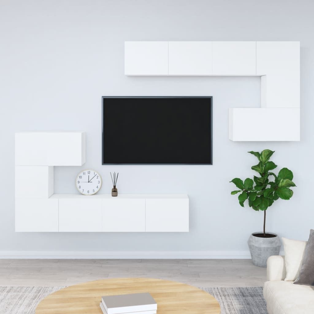 The Living Store TV-Wandschrank Weiß Holzwerkstoff