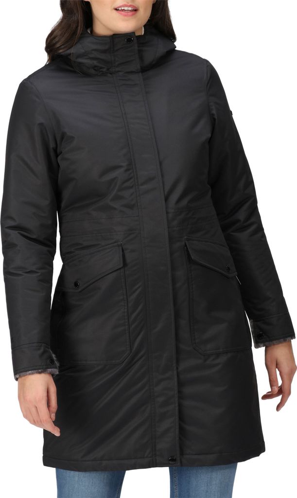 Regatta Romine Parka für Damen Wasserdicht mit Kapuze, Farbe:Schwarz, Größe:36