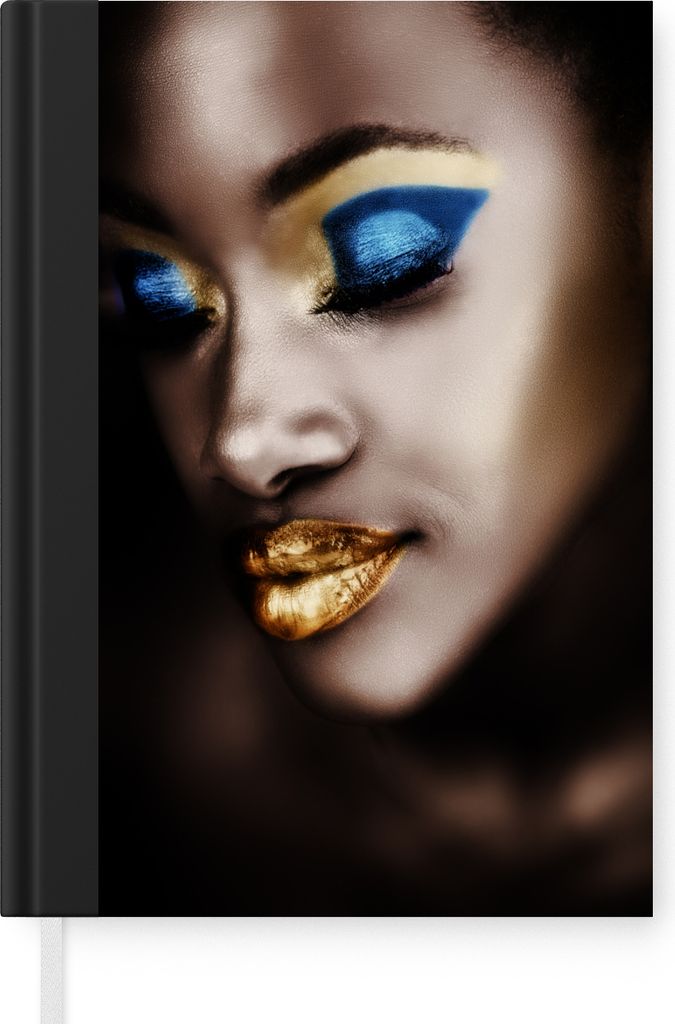 MuchoWow Notizbuch Tagebuch Haushaltsbuch Notebook A5 Schwarz und Gold - Frau - Make up - Notizblock - Notizheft - Notebook - Schreibblock - Papier