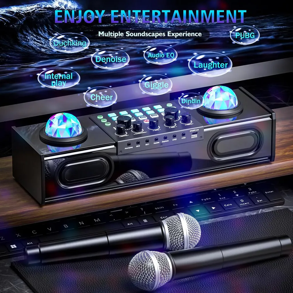 Console de Mixage Karaoké ZELURXX avec Effets LED et Micros Dynamiques